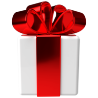 icono de caja de regalo 3D. papel de regalo rojo blanco de vacaciones de navidad. png