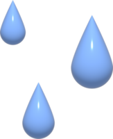 gotas de água 3D. elemento de tempo de chuva 3d png
