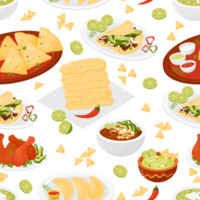 patrones sin fisuras con comida mexicana png