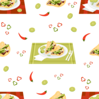 Seamless pattern with Mexican Tacos png