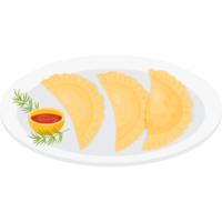 Mexican Empanadas in bowl with tomato sauce png