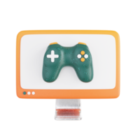 3d floating element game controller with computer monitor png