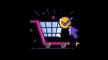 animation of shopping cart check out icon E - Commerce animated counting numbers add online commodity on shopping Full HD  footage 60 fps