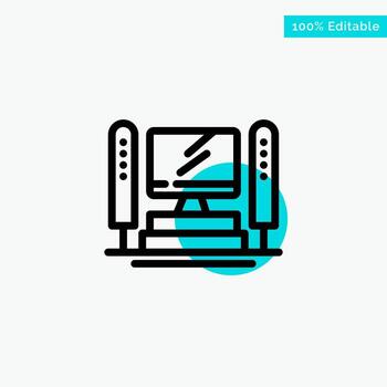 Computer Computing Server Cpu turquoise highlight circle point Vector icon