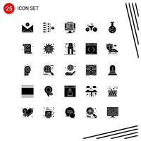 Modern Set of 25 Solid Glyphs and symbols such as experiment transport product sport web layout Editable Vector Design Elements