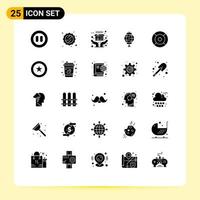 25 User Interface Solid Glyph Pack of modern Signs and Symbols of ux help shipping essential decoration Editable Vector Design Elements