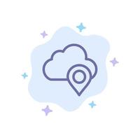 mapa de nubes pin marcador icono azul sobre fondo de nube abstracta vector