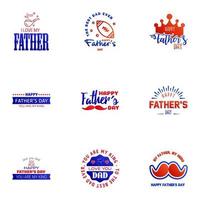 Happy fathers day 9 Blue and red vintage retro type font Illustrator eps10 Editable Vector Design Elements