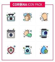 Coronavirus Awareness icon 9 Filled Line Flat Color icons icon included hands services diseases online fever viral coronavirus 2019nov disease Vector Design Elements