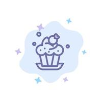 Bakery Cake Cup Dessert Blue Icon on Abstract Cloud Background vector