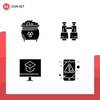 Pack of 4 Universal Glyph Icons for Print Media on White Background Creative Black Icon vector background