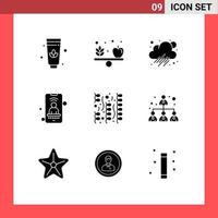 9 Universal Solid Glyph Signs Symbols of business party weather fireworks phone Editable Vector Design Elements