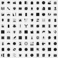 Set of 100 Business Solid Glyph icons vector