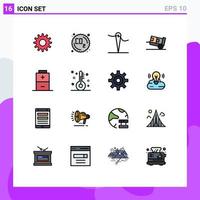 16 concepto de línea rellena de color plano para sitios web móviles y aplicaciones aguja de carga de navidad batería logística elementos de diseño de vectores creativos editables
