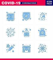 icono de consejos de precaución de coronavirus para la presentación de pautas de atención médica 9 paquete de iconos azules como el virus de la bacteria corona virus mano coronavirus viral 2019nov elementos de diseño de vectores de enfermedad