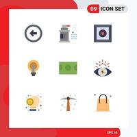 Modern Set of 9 Flat Colors Pictograph of lightbulb idea tools business bulb Editable Vector Design Elements