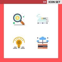4 Universal Flat Icons Set for Web and Mobile Applications find tips train bulb hosting Editable Vector Design Elements