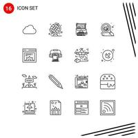 16 Outline concept for Websites Mobile and Apps music setting screen design search Editable Vector Design Elements