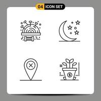 Pack of 4 Modern Filledline Flat Colors Signs and Symbols for Web Print Media such as modest location stitch night investment Editable Vector Design Elements