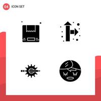 Pack of 4 Universal Glyph Icons for Print Media on White Background Creative Black Icon vector background