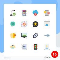 Pack of 16 Modern Flat Colors Signs and Symbols for Web Print Media such as head promotion alert network community Editable Pack of Creative Vector Design Elements