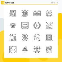 Collection of 16 Universal Line Icons Icon Set for Web and Mobile Creative Black Icon vector background