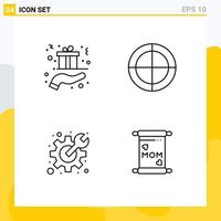 User Interface Pack of 4 Basic Filledline Flat Colors of christmas cog hand crosshair preferences Editable Vector Design Elements