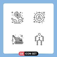 Modern Set of 4 Filledline Flat Colors and symbols such as dollar machinery transfer man action Editable Vector Design Elements