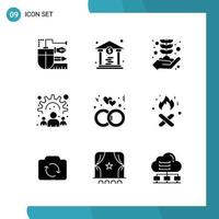 Vector Pack of 9 Glyph Symbols Solid Style Icon Set on White Background for Web and Mobile Creative Black Icon vector background