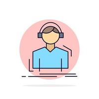 Engineer headphones listen meloman music Flat Color Icon Vector