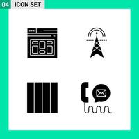 paquete de 4 símbolos de glifo de conjunto de iconos de estilo sólido para imprimir signos creativos aislados en fondo blanco 4 conjunto de iconos fondo de vector de icono negro creativo