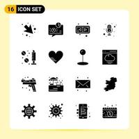 16 Creative Icons for Modern website design and responsive mobile apps 16 Glyph Symbols Signs on White Background 16 Icon Pack vector