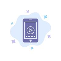 Phone Cell Play Video Blue Icon on Abstract Cloud Background vector