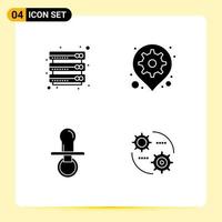 4 Creative Icons Modern Signs and Symbols of cloud nipple server map dummy Editable Vector Design Elements