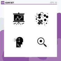 Thematic Vector Solid Glyphs and Editable Symbols of chart brian projector agriculture pan Editable Vector Design Elements