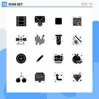 Group of 16 Solid Glyphs Signs and Symbols for sketch constructing box architect seo Editable Vector Design Elements