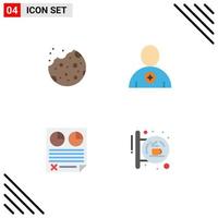 Pictogram Set of 4 Simple Flat Icons of bake page food user report Editable Vector Design Elements