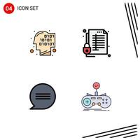 4 Creative Icons Modern Signs and Symbols of binary chat recognition protection messages Editable Vector Design Elements