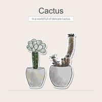 Hand drawn colored pencil with catus vector