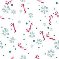 Christmas and New Year seamless pattern with candies and snowflakes vector