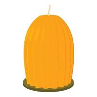 Big orange candle icon, cartoon style vector