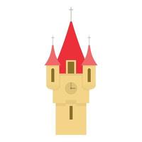 icono de la torre del castillo con cúpulas puntiagudas rojas vector