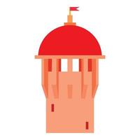 Red ancient dome of the castle icon, cartoon style vector