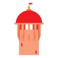 Cúpula antigua roja del icono del castillo, estilo de dibujos animados vector