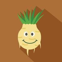 Fresh smiling turnip icon, flat style vector