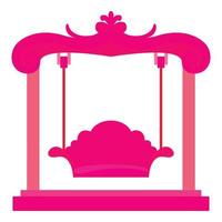 Pink swing icon, cartoon style vector