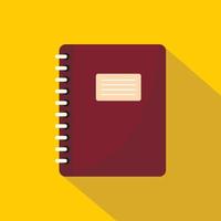 Brown spiral notepad icon, flat style vector