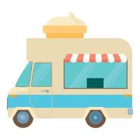 Mobile shop truck with big ice cream cup icon vector