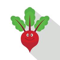Smiling beetroot icon, flat style vector