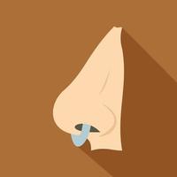 Human nose with piercing icon, flat style vector